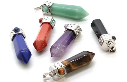 EcoWarra Natural Amethyst Crystal Hexagonal Stone Pendants For Women Necklace DIY Charm Rose Quartz Lapis Lazuli Agate Pendant Jewellery