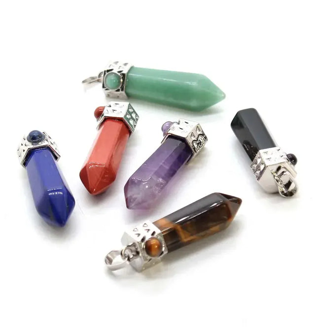 EcoWarra Natural Amethyst Crystal Hexagonal Stone Pendants For Women Necklace DIY Charm Rose Quartz Lapis Lazuli Agate Pendant Jewellery