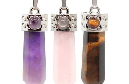 EcoWarra Natural Amethyst Crystal Hexagonal Stone Pendants For Women Necklace DIY Charm Rose Quartz Lapis Lazuli Agate Pendant Jewellery