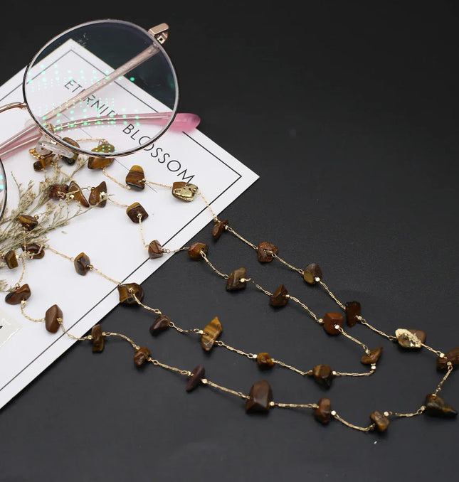 EcoWarra Natural Amethyst Stone Beaded Trendy Eyeglasses Chain Party Gift for Women Men Glasses Mask Rope Accessories Length 80cm
