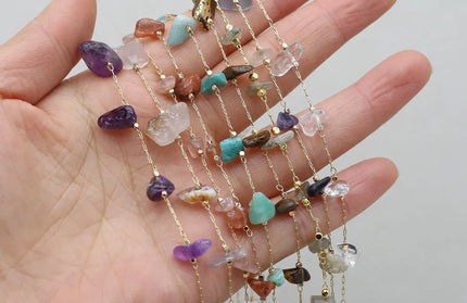 EcoWarra Natural Amethyst Stone Beaded Trendy Eyeglasses Chain Party Gift for Women Men Glasses Mask Rope Accessories Length 80cm