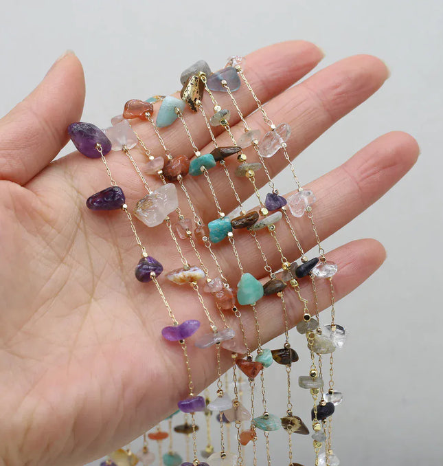 EcoWarra Natural Amethyst Stone Beaded Trendy Eyeglasses Chain Party Gift for Women Men Glasses Mask Rope Accessories Length 80cm