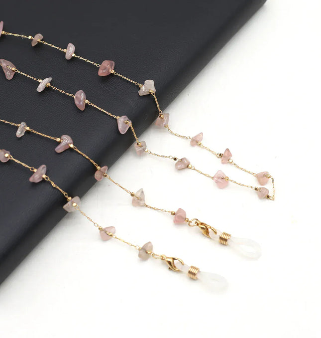 EcoWarra Natural Amethyst Stone Beaded Trendy Eyeglasses Chain Party Gift for Women Men Glasses Mask Rope Accessories Length 80cm