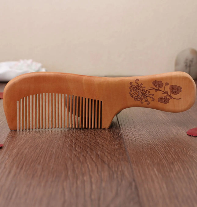 EcoWarra Natural Peach Wood Hair Comb Close Teeth Anti-static Head Massage Hair Care Wooden kids Brushes children Combs Baby Hair Care