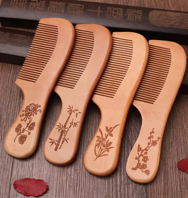 EcoWarra Natural Peach Wood Hair Comb Close Teeth Anti-static Head Massage Hair Care Wooden kids Brushes children Combs Baby Hair Care