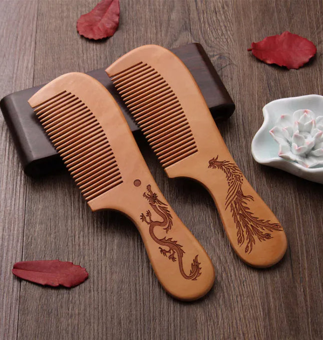 EcoWarra Natural Peach Wood Hair Comb Close Teeth Anti-static Head Massage Hair Care Wooden kids Brushes children Combs Baby Hair Care