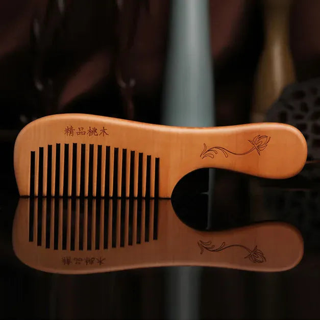 EcoWarra Natural Peach Wood Hair Comb Close Teeth Anti-static Head Massage Hair Care Wooden kids Brushes children Combs Baby Hair Care
