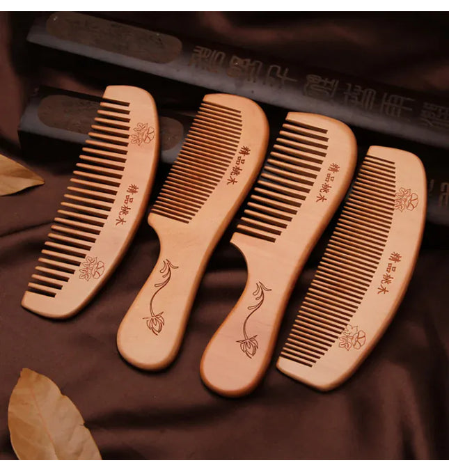 EcoWarra Natural Peach Wood Hair Comb Close Teeth Anti-static Head Massage Hair Care Wooden kids Brushes children Combs Baby Hair Care