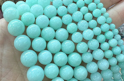 EcoWarra Natural Stone Green Amazon Crystal Chalcedony Jades Beads For Jewelry Making DIY woman Earrings Accessories 4/6/8/10/12/14MM