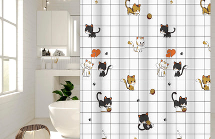 EcoWarra Naughty Cat / 150*180cm Naughty Cat Illustration Shower Curtain Home Aesthetic Bathroom Partition Curtain Internet Celebrity Style Bathroom Decor Essential