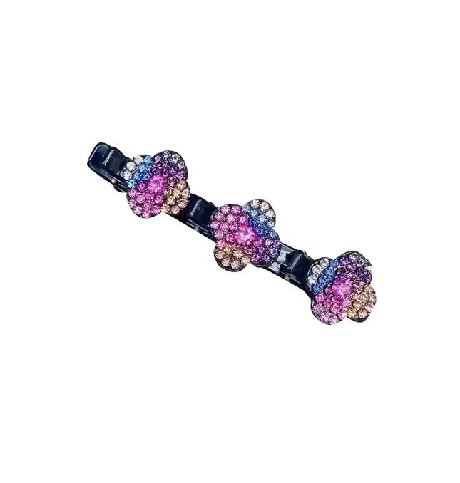 EcoWarra New Fashion Sparkling Crystal Stones Braided Hair Clips 3 Flowers Hair Accessories for Women Girls Styling Tools  Wholesales