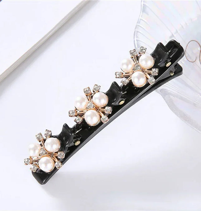 EcoWarra New Fashion Sparkling Crystal Stones Braided Hair Clips 3 Flowers Hair Accessories for Women Girls Styling Tools  Wholesales