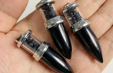 EcoWarra NO.1 Obsidian 1pc Bullet shape Stone Pendant for Men Reiki Women Making Necklace Accessory Natural Quartz Jades Pendant