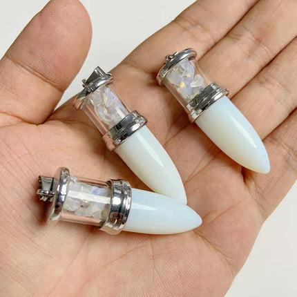 EcoWarra NO.2 Opal 1pc Bullet shape Stone Pendant for Men Reiki Women Making Necklace Accessory Natural Quartz Jades Pendant