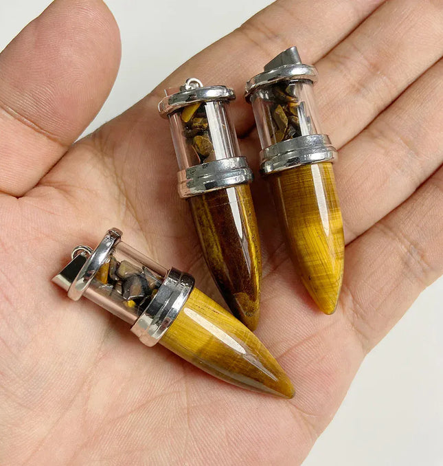 EcoWarra NO.4 Tiger Eye 1pc Bullet shape Stone Pendant for Men Reiki Women Making Necklace Accessory Natural Quartz Jades Pendant