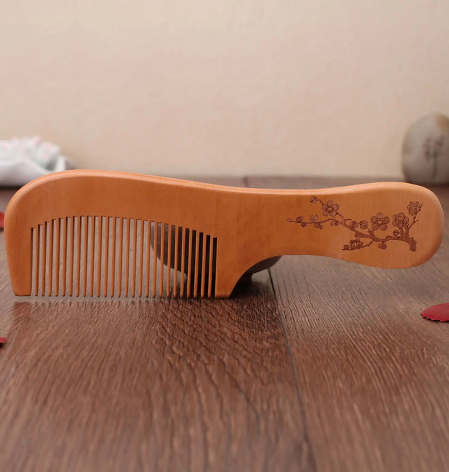 EcoWarra NO.7 Natural Peach Wood Hair Comb Close Teeth Anti-static Head Massage Hair Care Wooden kids Brushes children Combs Baby Hair Care
