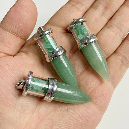 EcoWarra NO.8 Aventurine 1pc Bullet shape Stone Pendant for Men Reiki Women Making Necklace Accessory Natural Quartz Jades Pendant
