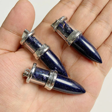 EcoWarra NO.9 Sandstone 1pc Bullet shape Stone Pendant for Men Reiki Women Making Necklace Accessory Natural Quartz Jades Pendant