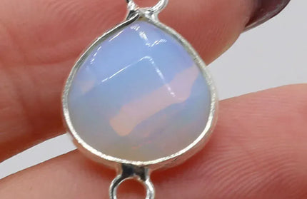 EcoWarra Opal-Silvery / 23x14mm 2pcs Natural Stone Connectors Fat Water Drop Pendant Charms for DIY Women Men Necklace Bracelets Jewelry Making Accessories