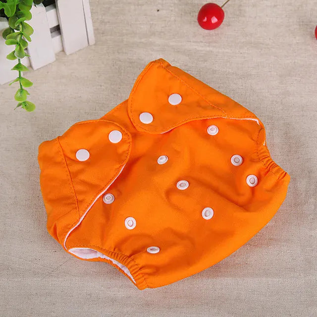 EcoWarra Orange Baby Diapers Washable Reusable Nappies Grid Eco Friendly Cotton Baby Cloth Training Pant Cloth Diaper Adjustable Baby Fraldas