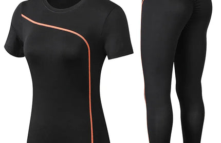 EcoWarra Orange / XXL Yoga Set Quick Dry 2 Piece Female Short-sleeved long Pants Outdoor Sportswear Fitness suit Plus Size Sport outfit for woman