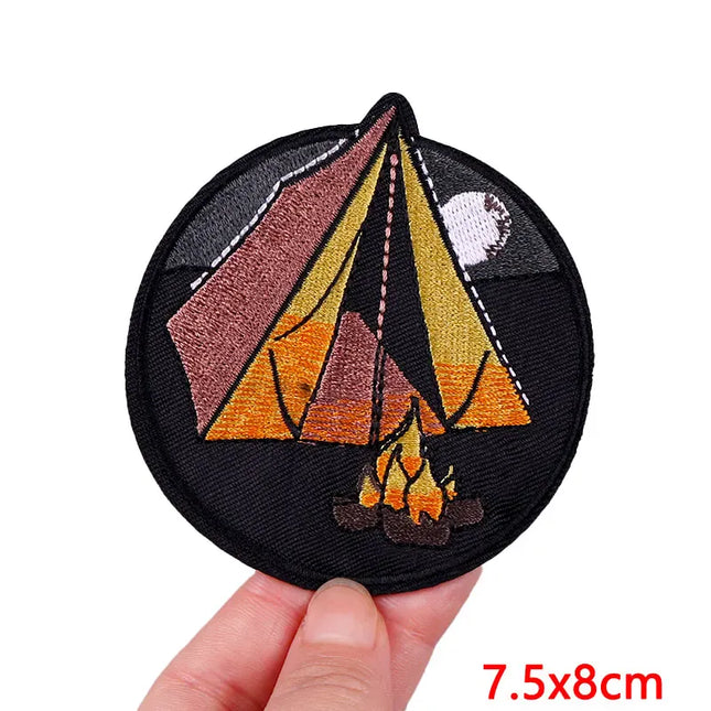 EcoWarra Outdoor Nature Camping Traveler Embroidered Patch Iron On Patches For Clothing Thermoadhesive Patches Hiking Patch For Backpack