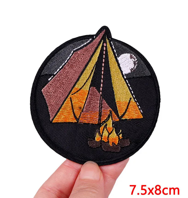 EcoWarra Outdoor Nature Camping Traveler Embroidered Patch Iron On Patches For Clothing Thermoadhesive Patches Hiking Patch For Backpack