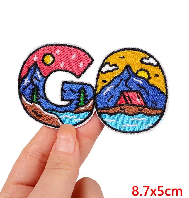 EcoWarra Outdoor Nature Camping Traveler Embroidered Patch Iron On Patches For Clothing Thermoadhesive Patches Hiking Patch For Backpack