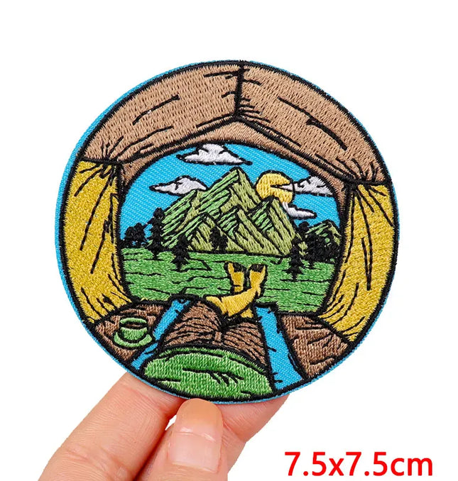 EcoWarra Outdoor Nature Camping Traveler Embroidered Patch Iron On Patches For Clothing Thermoadhesive Patches Hiking Patch For Backpack