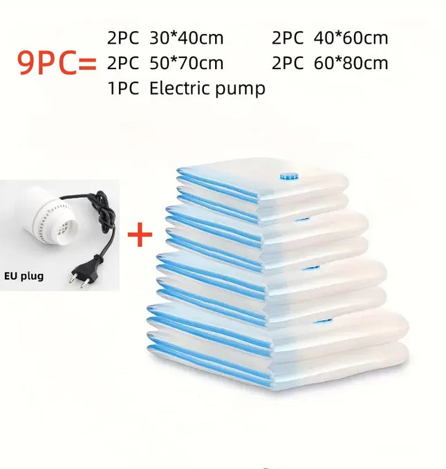 EcoWarra Package A  EU plug Compressed bag electric pump, travel vacuum bag pump, mini vacuum sealant machine, food space savings, food organizer
