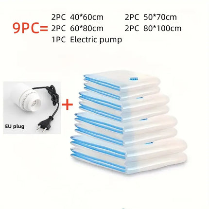 EcoWarra Package B  EU plug Compressed bag electric pump, travel vacuum bag pump, mini vacuum sealant machine, food space savings, food organizer