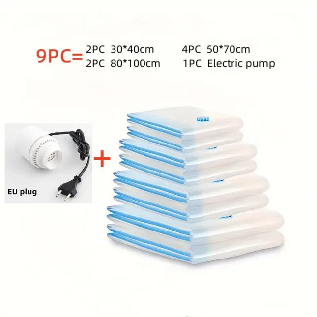 EcoWarra Package C  EU plug Compressed bag electric pump, travel vacuum bag pump, mini vacuum sealant machine, food space savings, food organizer