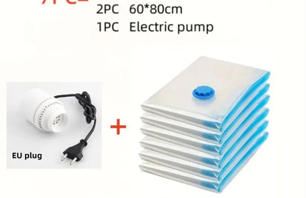 EcoWarra Package D  EU plug Compressed bag electric pump, travel vacuum bag pump, mini vacuum sealant machine, food space savings, food organizer