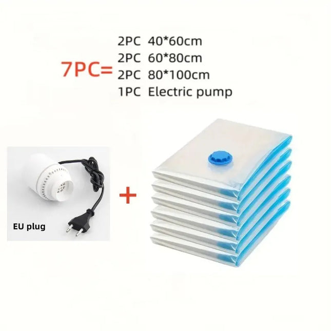 EcoWarra Package E  EU plug Compressed bag electric pump, travel vacuum bag pump, mini vacuum sealant machine, food space savings, food organizer