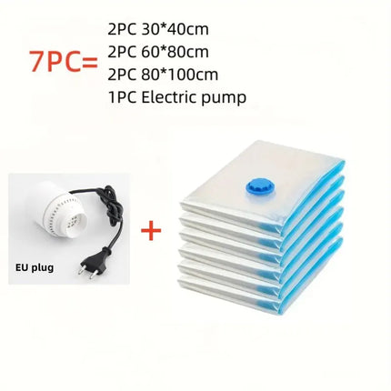 EcoWarra Package F  EU plug Compressed bag electric pump, travel vacuum bag pump, mini vacuum sealant machine, food space savings, food organizer