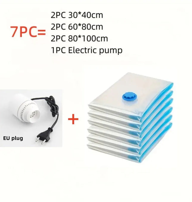 EcoWarra Package F  EU plug Compressed bag electric pump, travel vacuum bag pump, mini vacuum sealant machine, food space savings, food organizer