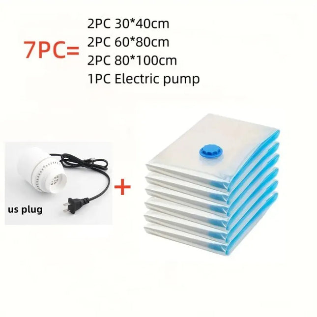 EcoWarra Package F  US plug Compressed bag electric pump, travel vacuum bag pump, mini vacuum sealant machine, food space savings, food organizer