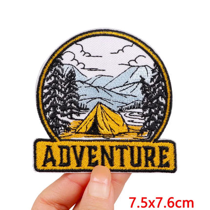 EcoWarra PE8693CT Outdoor Nature Camping Traveler Embroidered Patch Iron On Patches For Clothing Thermoadhesive Patches Hiking Patch For Backpack