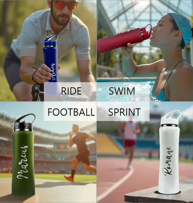 EcoWarra Personalized Insulated Stainless Steel Water Bottle with Straw - Engraved Fitness/Cycling Bottle, Perfect Gift for Men & Women