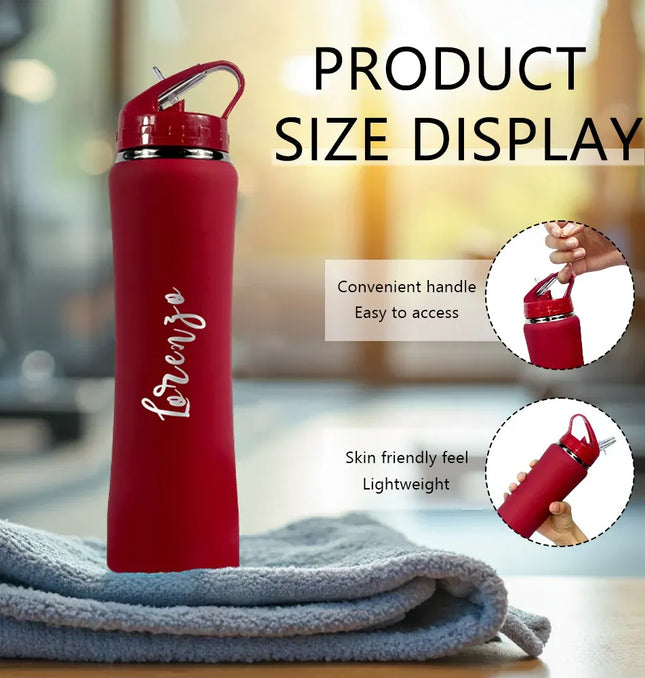 EcoWarra Personalized Insulated Stainless Steel Water Bottle with Straw - Engraved Fitness/Cycling Bottle, Perfect Gift for Men & Women