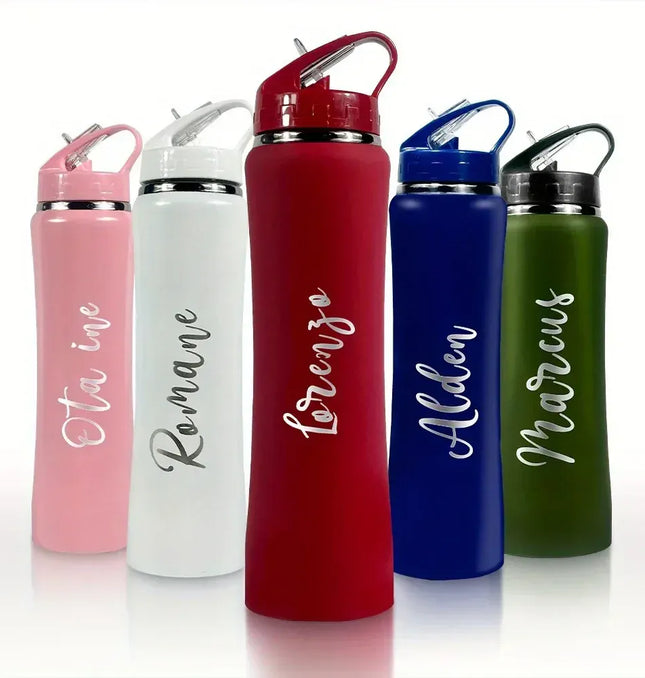 EcoWarra Personalized Insulated Stainless Steel Water Bottle with Straw - Engraved Fitness/Cycling Bottle, Perfect Gift for Men & Women