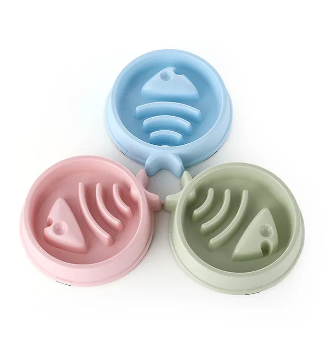 EcoWarra Picture color Pet Cat Dog Slow Food Bowl Fat Help Healthy Round Anti-choking Thickened And Non-slip Multiple Colors Shapes