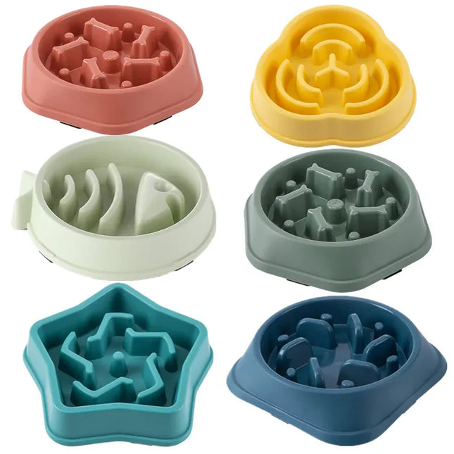 EcoWarra Picture color Pet Cat Dog Slow Food Bowl Fat Help Healthy Round Anti-choking Thickened And Non-slip Multiple Colors Shapes