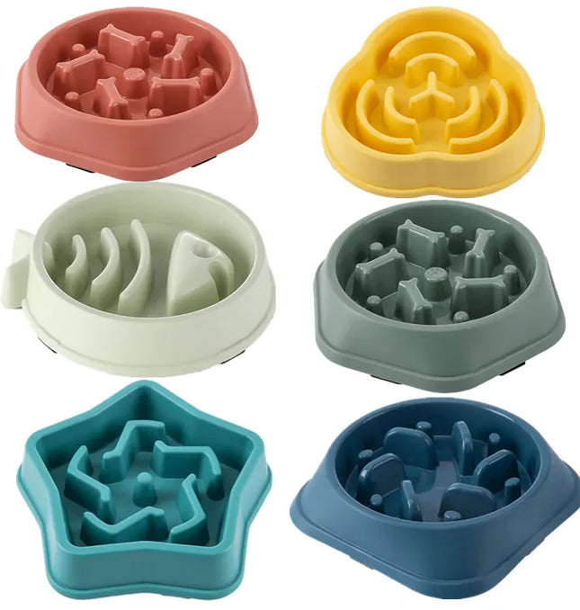 EcoWarra Picture color Pet Cat Dog Slow Food Bowl Fat Help Healthy Round Anti-choking Thickened And Non-slip Multiple Colors Shapes