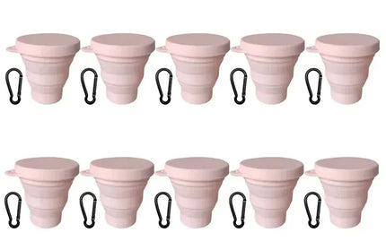 EcoWarra Pink-10Sets 1-20Sets 180ML Folding Cup Mini Retractable Cup Silicone Portable Teacup Outdoor Travel Coffee Telescopic Drinking Mug with Lid