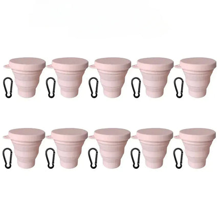 EcoWarra Pink-10Sets 1-20Sets 180ML Folding Cup Mini Retractable Cup Silicone Portable Teacup Outdoor Travel Coffee Telescopic Drinking Mug with Lid