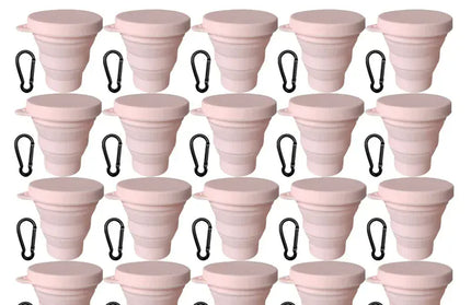 EcoWarra Pink-20Sets 1-20Sets 180ML Folding Cup Mini Retractable Cup Silicone Portable Teacup Outdoor Travel Coffee Telescopic Drinking Mug with Lid