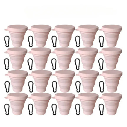 EcoWarra Pink-20Sets 1-20Sets 180ML Folding Cup Mini Retractable Cup Silicone Portable Teacup Outdoor Travel Coffee Telescopic Drinking Mug with Lid