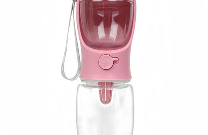 EcoWarra pink / 350ml Portable Dog Cat Water Bottle with Storage Food and Water Container for Puppy Pets dogs Feeder Bowl Outdoor Travel Pet supplies