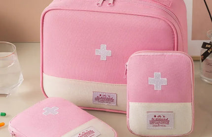 EcoWarra Pink-3PCS 4 Sizes Portable Medicine Bag Travel First Aid Kit Medicine Bag Storage Bag Survival Kit Medicine Box Outdoor Emergency Camping